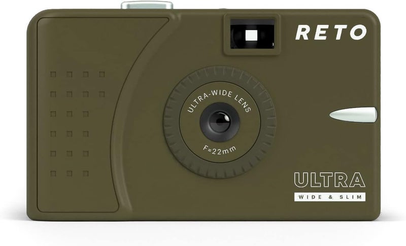 RETO Ultra Wide and Slim 35mm Reusable Daylight Film Camera - 22mm Wide Lens, Focus Free, Light Weight, Easy to Use (Olive) - Image 1